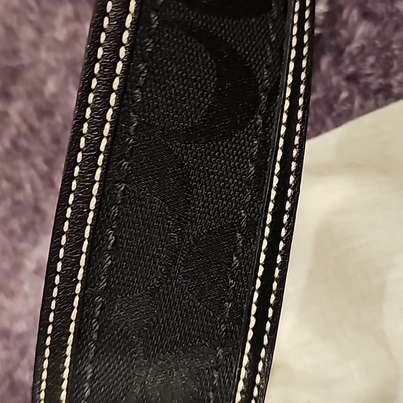 NWT Coach black signature inset belt brass size Small - Picture 2 of 10